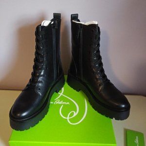 EVINA BLACK COMBAT PLATFORM BOOT BY SAM EDELMAN NEW IN BOX SIZE 9.5M